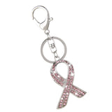 Maxbell 2xPink Ribbon Crystal Charm Pendant Key Ring Key Chain