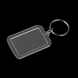 Maxbell 40pcs Rectangle Blank Insert Photo Picture Frame Split Ring Keychain 3.3x5cm