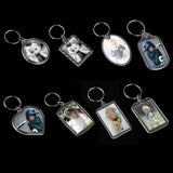 Maxbell 10Pcs Heart Blank Insert Photo Picture Frame Split Ring Clear Keychain 5x5cm