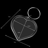 Maxbell 10Pcs Heart Blank Insert Photo Picture Frame Split Ring Clear Keychain 5x5cm