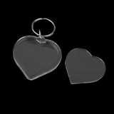 Maxbell 10Pcs Heart Blank Insert Photo Picture Frame Split Ring Clear Keychain 5x5cm