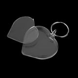 Maxbell 10Pcs Heart Blank Insert Photo Picture Frame Split Ring Clear Keychain 5x5cm