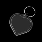 Maxbell 10Pcs Heart Blank Insert Photo Picture Frame Split Ring Clear Keychain 5x5cm