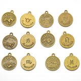 Maxbell 7x12 pcs Antique Bronze Horoscope Zodiac Round Pendant Charm Jewelry Making