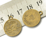 Maxbell 7x12 pcs Antique Bronze Horoscope Zodiac Round Pendant Charm Jewelry Making