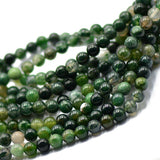 Maxbell 2x6mm Nature Green Moss Agate  Gemstone Loose Spacer Beads 15'' Round