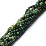 Maxbell 2x6mm Nature Green Moss Agate  Gemstone Loose Spacer Beads 15'' Round