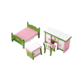 Maxbell Dollhouse Miniature Furniture Wooden Toy Kids Bedroom Set