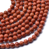 Maxbell 2x6mm Gold Sand Stone Round Gemstone Loose Beads Strand 15 Inch