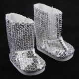 Maxbell Fashion Silver Sequins Boots Shoes for Girl Doll