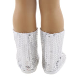 Maxbell Fashion Silver Sequins Boots Shoes for Girl Doll