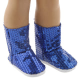 Maxbell Fashion Blue Sequins Boots Shoes for Doll
