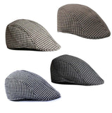 Maxbell 2xUnisex Adult Cotton Hound Tooth Beret Cap Newsboy Flat Hat--Coffee+White