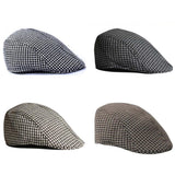 Maxbell 2xUnisex Adult Cotton Hound Tooth Beret Cap Newsboy Flat Hat--Coffee+White