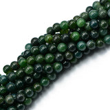Maxbell 2x8mm Nature Green Moss Agate Gemstone Loose Spacer Beads 15'' Round