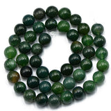 Maxbell 2x8mm Nature Green Moss Agate Gemstone Loose Spacer Beads 15'' Round
