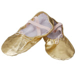 Maxbell 2xWomen Girl Gold Ballet Pointe Gymnastics Leather Dance Shoes 37