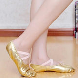 Maxbell 2xWomen Girl Gold Ballet Pointe Gymnastics Leather Dance Shoes 37