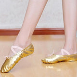 Maxbell 2xWomen Girl Gold Ballet Pointe Gymnastics Leather Dance Shoes 37