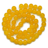 Maxbell 2x6mm Goldenrod Yellow Jade Round Gemstone Loose Beads Strand 15''