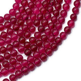 Maxbell 2x6mm Burgundy Red Jade Round Gemstone Loose Beads Strand 15''