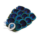 Maxbell Blue Peacock Feather Bride Hair Clip Fascinator Crystal Wedding Party