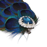 Maxbell Blue Peacock Feather Bride Hair Clip Fascinator Crystal Wedding Party