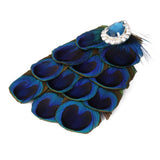 Maxbell Blue Peacock Feather Bride Hair Clip Fascinator Crystal Wedding Party