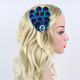 Maxbell Blue Peacock Feather Bride Hair Clip Fascinator Crystal Wedding Party