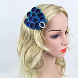 Maxbell Blue Peacock Feather Bride Hair Clip Fascinator Crystal Wedding Party