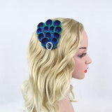 Maxbell Blue Peacock Feather Bride Hair Clip Fascinator Crystal Wedding Party