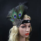 Maxbell Peacock Feather Headband Costume Party Head Piece Hair Band