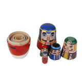 Maxbell 5pcs Walnut Soldier Wooden Russian Nesting Dolls Painted