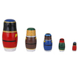 Maxbell 5pcs Walnut Soldier Wooden Russian Nesting Dolls Painted