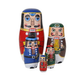 Maxbell 5pcs Walnut Soldier Wooden Russian Nesting Dolls Painted
