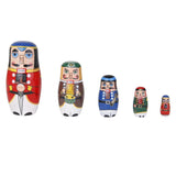 Maxbell 5pcs Walnut Soldier Wooden Russian Nesting Dolls Painted