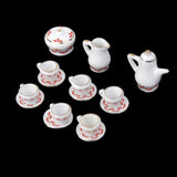 Maxbell 15pcs Dollhouse Miniature Dining Ware Porcelain Tea Set