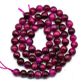Maxbell 6mm Rose Pink Tiger Eye Jewelry Making Round Loose Beads 15''