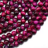 Maxbell 2x8mm Rose Pink Tiger Eye Jewelry Making Round Loose Beads 15''