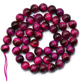 Maxbell 2x8mm Rose Pink Tiger Eye Jewelry Making Round Loose Beads 15''