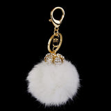 Maxbell Rhinestone Crown Hairballs Keyring Crystal Charm Pendant Keychain