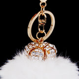 Maxbell Rhinestone Crown Hairballs Keyring Crystal Charm Pendant Keychain