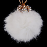 Maxbell Rhinestone Crown Hairballs Keyring Crystal Charm Pendant Keychain