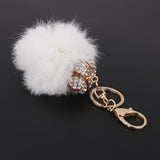 Maxbell Rhinestone Crown Hairballs Keyring Crystal Charm Pendant Keychain