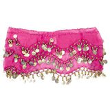 Maxbell 1PC Belly Dance Belt Hip Scarf Wrap Belt Skirt with 128 Gold Coins - Shocking Pink