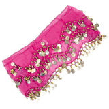 Maxbell 1PC Belly Dance Belt Hip Scarf Wrap Belt Skirt with 128 Gold Coins - Shocking Pink