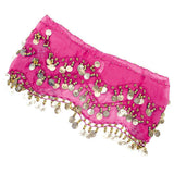 Maxbell 1PC Belly Dance Belt Hip Scarf Wrap Belt Skirt with 128 Gold Coins - Shocking Pink