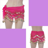 Maxbell 1PC Belly Dance Belt Hip Scarf Wrap Belt Skirt with 128 Gold Coins - Shocking Pink