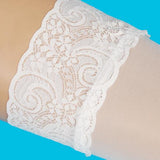Maxbell White Sheer Lace Top Thigh High Stockings