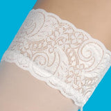 Maxbell White Sheer Lace Top Thigh High Stockings
